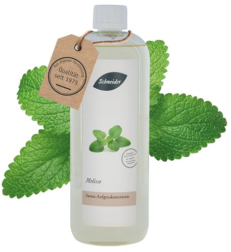 Saunabedarf Schneider Sauna Aufguss Konzentrat Melisse - 250ml, naturreine, ätherische Öle, wohltuender Saunaaufguss & langanhaltendes Dufterlebnis