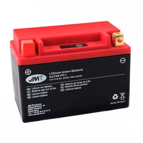 JMT Lithium 707 00 37 Ionen Motorrad-Batterie, 12 Volt
