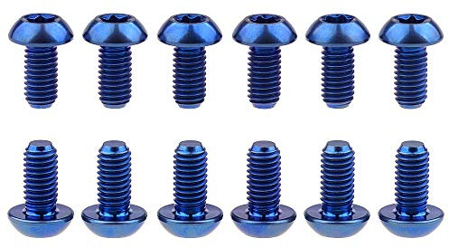 Wanyifa 12Pcs Titanium Bolts Torx M5x10 Bicycle Bike Disc Brake (Blue)