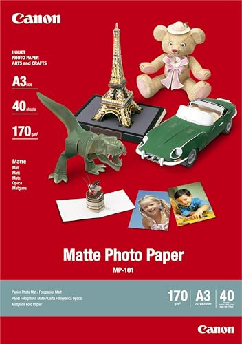 Canon Fotopapier MP-101 matt weiß - (DIN A3 40 Blatt) für Tintenstrahldrucker - PIXMA Drucker (170 g/qm)