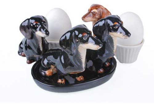Saliere et poivriere animaux Teckel cadeau teckel céramique kit de coquetiers plus saliere et poivriere en céramique, 5 pièces