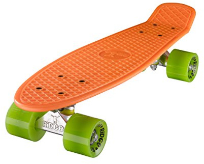 Ridge Skateboards Mini Cruiser Skateboard, Arancione/Verde, 22