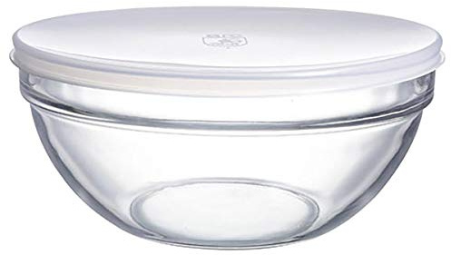 Luminarc Extra Large 23cm x 10cm (9 dia x 4) Round Clear Glass Bowls with white Plastic Lid food storage bowls