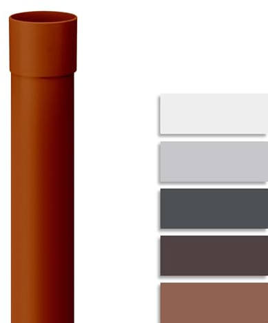 INEFA Tuyau de descente 200cm x 100mm Marron plastique | Descente pluviale, évacuation des eaux de toit, montage par emboîtement facile, résistant aux intempéries