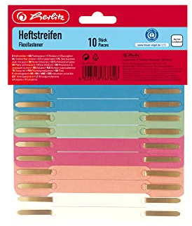 Herlitz 8767600 Heftstreifen Karton 3,4 x 15 cm, 10 Stück, farbig sortiert
