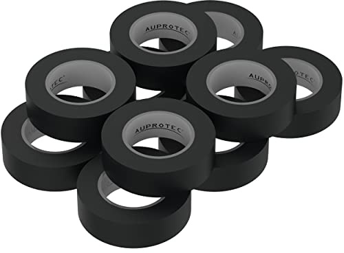 10 rollos VDE cinta aislante eléctrica cinta aislante de PVC 15 mm x 10 DIN en 60454-3-1 Color: Negro