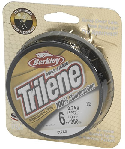 Berkley Trilene - Líder 100% fluorocarbono, línea de Pesca, fluorocarbono, Pesca depredador, Perca, lucioperca, Trucha, Unisex, Transparente, 0,28 mm, 5,9 kg, 50 m, 55 Yardas