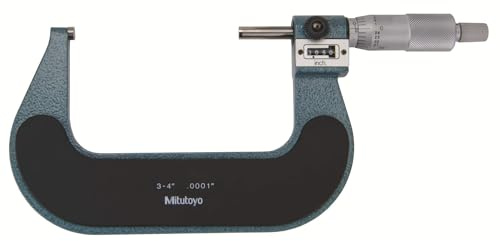 Mitutoyo 193-214 Digit Outside Micrometer, Ratchet Stop, 3-4 Range, 0.0001 Graduation, +/-0.00015 Accuracy