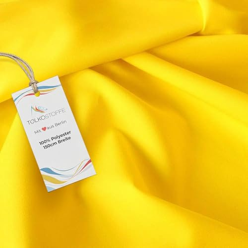 TOLKO 1m Modestoff | Dekostoff universal Stoffe zum Nähen Meterware Dekorieren | Blickdicht knitterarm | 150cm breit Gelb Bekleidungsstoffe Dekostoffe Vorhangstoffe Nähstoffe Patchwork Deko