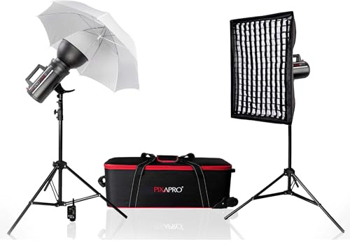 Pixapro LUMI 200 II Compact 200Ws Studio Flash Strobe Light with Photography Lighting 5600K Fast Recycling Time for E-commerce Product Portrait Photo Shoot Monolight Bowens Mount (Twin)