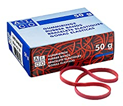 5 Star Gummibänder im Karton 50 g 130x 4mm rot Inh.50 g