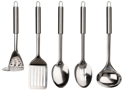 Premier Housewares 0804792 Jeu de 5 Pièces d'Ustensiles de Cuisine en Acier Inoxydable