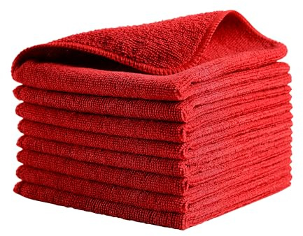 Rubbermaid Commercial Products Hygen r-40 Recycelte Mikrofasertücher | Waschbar und Fusselfrei | 24er‑Pack, 40 cm x 40 cm, Rot