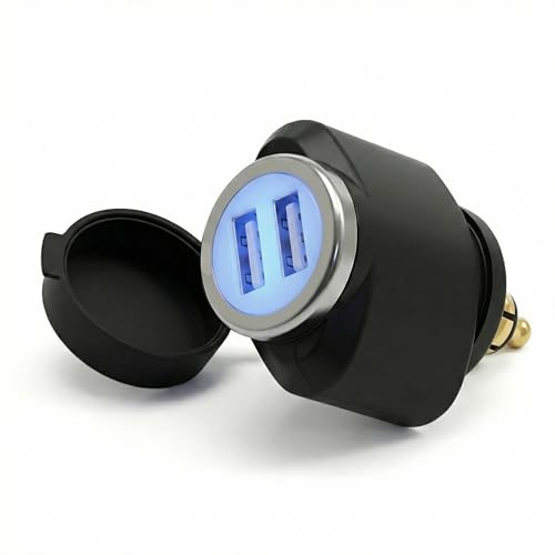 Cliff-Top® 3.3 Amp Motorcycle Hella (DIN) Socket to USB Adaptor (Mini), kompatibel mit BMW Motorrädern | 3.3A Dual USB Ausgang, HELLA DIN/Powerlet Stecker, kompatibel mit BMW und Triumph Tiger Motorrädern, Telefon / GPS Aufladen