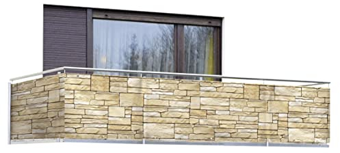 Maximex Sichtschutz Mauer 5 m, Sommertage ohne störende Blicke genießen, 24 eingearbeitete Metall-Ösen zur Befestigung, UV- und witterungsbeständig, individuell zuschneidbar, inkl. 25 Kabelbindern