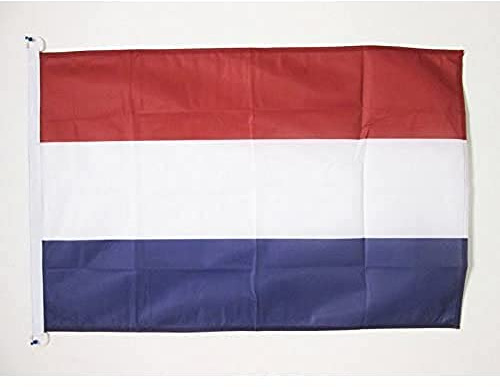 AZ FLAG Bootsflagge Niederlande 90x60 cm Mesh-Polyester Kunststoffringe | Für außen und Boote Holländische Bootsflagge Nederland wetterfest mit doppelten Nähten und verstärkten Kanten