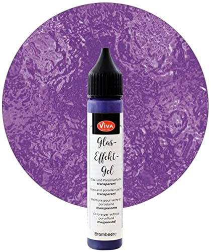 Viva Decor Glas-Effekt-Gel (Brombeere, 28 ml) Glass Pen - Porzellanstifte - Farbe für Glas - Keramik Farbe - Glass Color - Glasmalfarbe wasserfest/spülfest