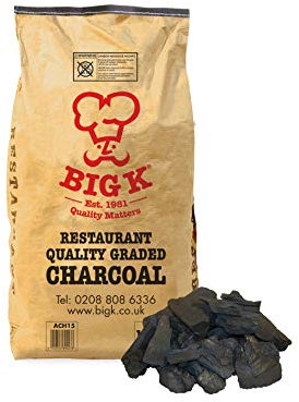 Big K Dura Restaurant Grade Charcoal, 15kg Bag 100% Natural White Quebracho Lumpwood Charcoal, Long lasting, Easy to light, and burns with no smoke, ‎16 x 45 x 77 cm
