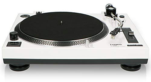 Lenco L-3808 White, Giradischi Trazione Diretta con Porta USB e Pre Phono escludibile, Black, White