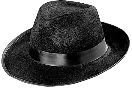 W WIDMANN MILANO Party Fashion - Gangster Hut | Schwarze Kopfbedeckung im Gangster- und Noir-Stil für Karneval und Mottoparty