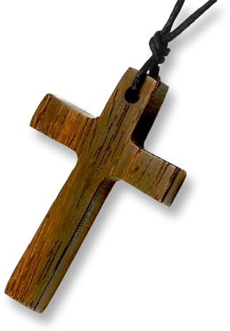 Island Piercings Anhänger aus Holz Schmuck Handarbeit Kreuz Kruzifix Halskette längenverstellbar N238