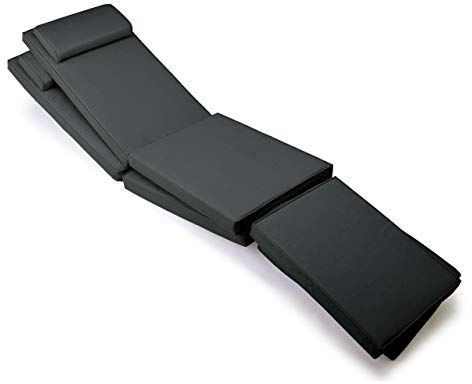 Nexos DIVERO 2er Set Sitzauflage Stuhlkissen Sitzpolster für Gartenmöbel Steamer Deckchair Holzliege Liegestuhl – bequem hochwertig robust – anthrazit