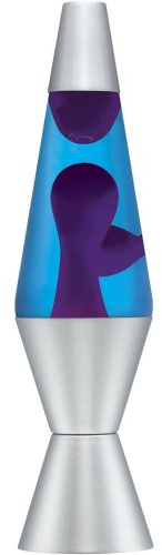 14.5-Inch Silver Base Lava Lamp with Purple Wax in Blue Liquid - 2118