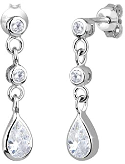 Elli Damen Ohrringe Ohrhänger Tropfen elegant funkelnd mit Zirkonia Kristallen in 925 Sterling Silber