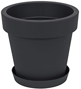 Prosperplast Pot de Fleur avec Soucoupe Lofly, 20 cm diam, en Anthracite