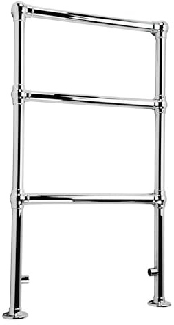 iBathUK Georgian Traditional Wall Mounted Vertical Heated Towel Rail, 3 Bar Steel High Thermal Output Hydronic Central Heating, Flat Designer Towel Rail in Chrome, 914 × 535mm