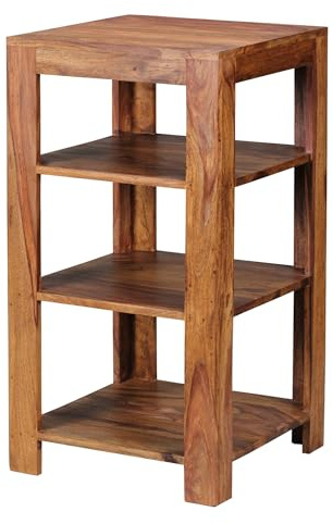 Wohnling Standregal Mumbai 44x44x80 cm Sheesham Massivholz, Bücherregal