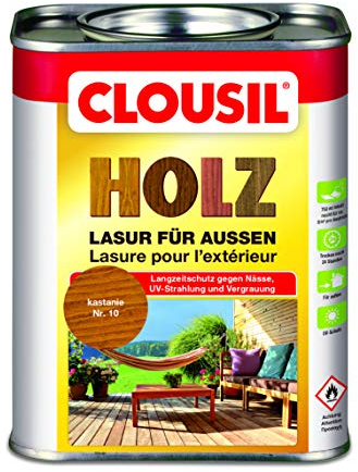CLOUsil Holzlasur Holzschutzlasur für außen kastanie Nr. 10, 0.75L: Wetterschutz, UV-Schutz, Nässeschutz und Schimmel für alle Holzarten - in verschiedenen Farben