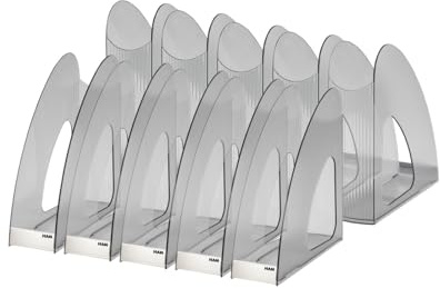 HAN Stehsammler TWIN – 10 STÜCK, moderner Stehsammler im zeitgemäßen Design. Schick, standfest und funktional bis Format DIN A4/C4, transluzent-grau, 1611-69