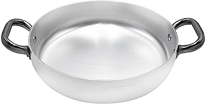 Pentole Agnelli Linea Alluminio 3 mm Professionale Tegame con Due Maniglie Inox, Argento, 34 cm