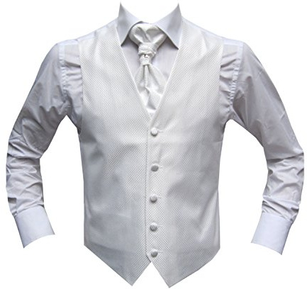 MMUGA Hochzeitwesten Set mit Plastron Weiß 64