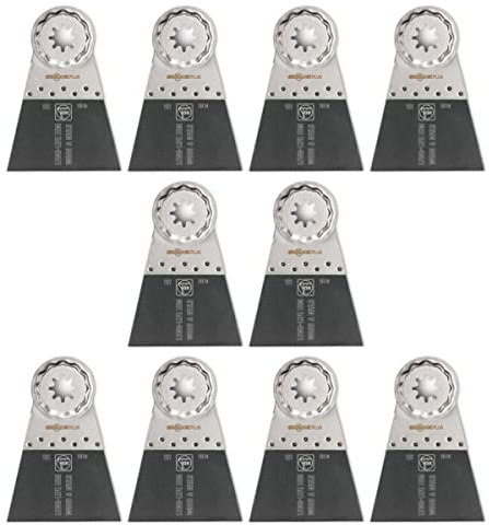 Fein Starlock Plus E-Cut Long-Life Sägeblatt, 6,4 cm Breite, 5,1 cm Länge | Präzisionsschneiden für Holz, Trockenbau & Kunststoffe, Bimetall mit Zähnen Set, extra breit, 10 Stück, 63502161290