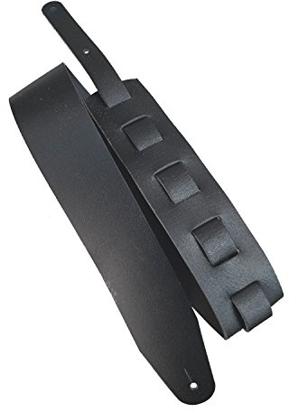 Leder Gitarrengurt 'Cracked', 3mm dickes Echtleder in 2 Längen und 3 Breiten, Farbe:schwarz/schwarz, Größe:8cm breit / 90-130cm lang