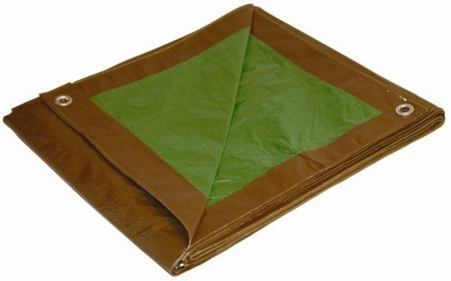 Dry Top Medium Duty Tarp, Polyethylene (PE) Aluminum, Brown/Green, 10x12 Feet