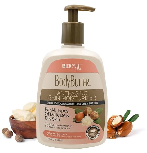 Biocare Body Butter - Infused with Cocoa Butter & Shea Butter plus Alpha-Bioplex for Youthful-Looking, Radiant Complexion, Hydrated, Smoother, Firmer Skin - Without Paraben and Sulfate -16 Oz