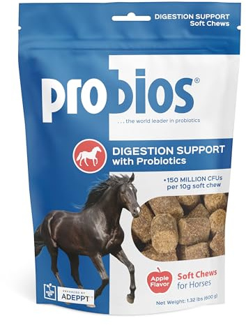 Probios for Horses Soft Chews, Daily Probiotic Supplement for Gut Health, Digestion & Immune Support, Horse Supplies, Apple Flavor, 1.32 lbs (600 Grams)