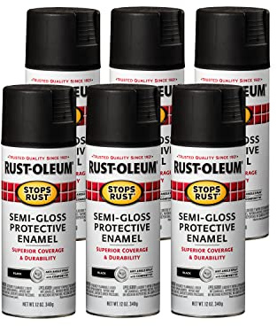 Rust-Oleum 7798830-6PK Stops Rust Spray Paint, 12 oz, Semi-Gloss Black, 6 Pack