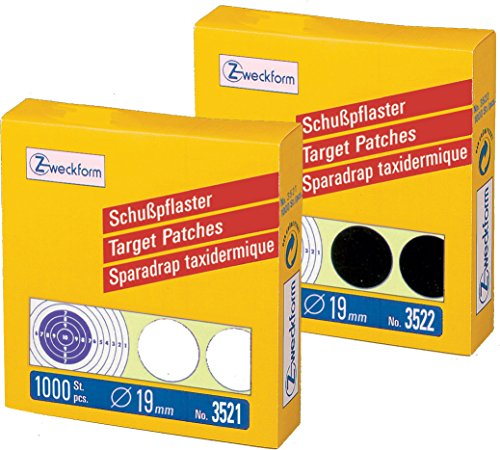 2000er Pack Avery Zweckform Schusspflaster [1000 schwarz + 1000 weiß] Ø 19 mm, vorgedruckt, 2 Rollen/2.000 Etiketten