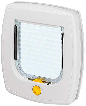 Ferplast Swing 3 Universal Cat Flap for Dogs and Cats - 2 Selectable Closing Modes - Magnetic Anti-Oscillation - Transparent Door - White