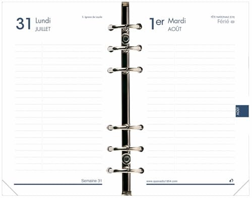 Quo Vadis 252004q Nachfüllpack Timer 17 Seite Taschen-Organizer Journalier 10 x 17 cm Jahr 2018 – 2019