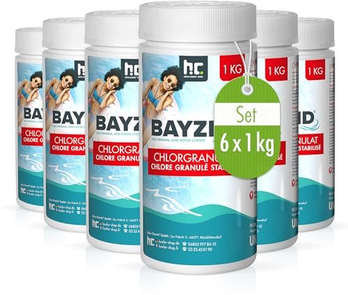Höfer Chemie 6 x 1 kg Chlor Granulat BAYZID | 56% Aktivchlorgehalt zur Schnellen Anhebung des Chlorgehaltes - Bekämpft Keime & Bakterien - Leicht Löslich
