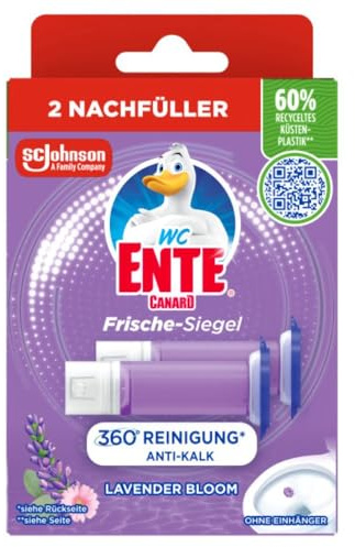 WC-Ente Frische-Siegel Nachfüller, körbchenloser WC-Reiniger, WC Duft, Lavender Bloom, 2 Nachfüller (2 Stück)