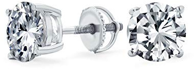 Boucles D'Oreilles Clous Solitaires En Zircone Cubique Ronde De 0,7 Carat Taille Brillant AAA Pour Femmes Et Hommes En Argent Sterling .925 Fermoir À Vis 6MM
