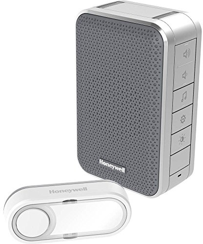Honeywell Home Funk-Gong-Set 6 Töne 84dB LED-Blitz Lautstärkeregler, 150 m, Silber, Grau, DC313SG