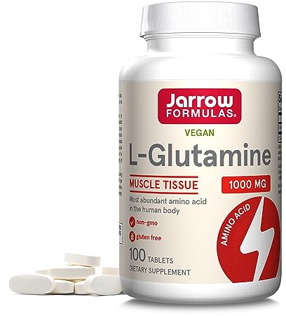 Jarrow Formulas L-Glutamine 1000 mg, Dietary Supplement for Muscle Tissue, Multifunctional Amino Acid, Immune Support , 100 Easy-Solv Tablets, 50-100 Day Supply