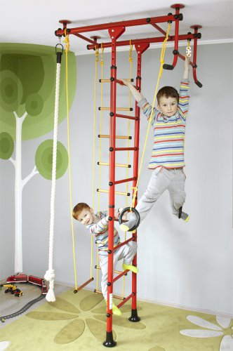 NiroSport espaldera Gimnasio M1 Rojo Barras de Pared Espaldera de Fitness Complejo Deportivo de Gimnasia Gimnasia de los niños en casa Barras Espaldera para Gimnasio